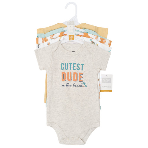 Hudson Baby Cotton Bodysuits 5-Pack, Cutest Beach Dude