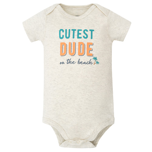Hudson Baby Cotton Bodysuits 5-Pack, Cutest Beach Dude