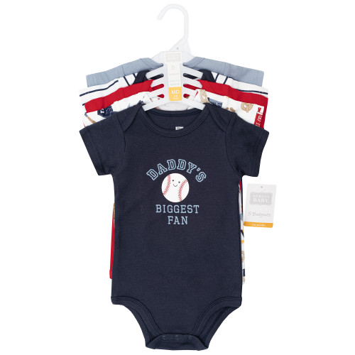 Hudson Baby Cotton Bodysuits 5-Pack, Baseball Biggest Fan