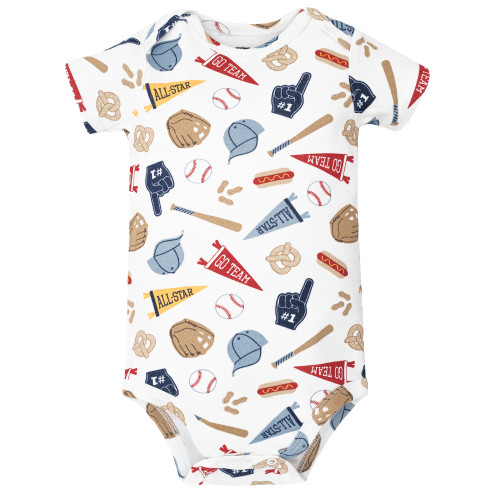 Hudson Baby Cotton Bodysuits 5-Pack, Baseball Biggest Fan