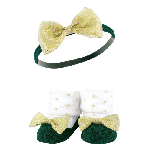 Hudson Baby Baby Girls Headband and Socks Giftset 6Pc, Modern Christmas Tree