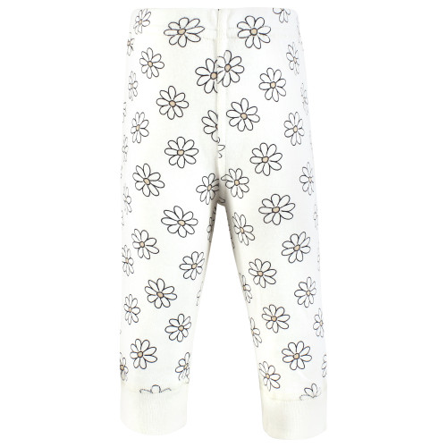 Hudson Baby Unisex Baby Cotton Pants and Leggings 4-Pack, Neutral Daisy