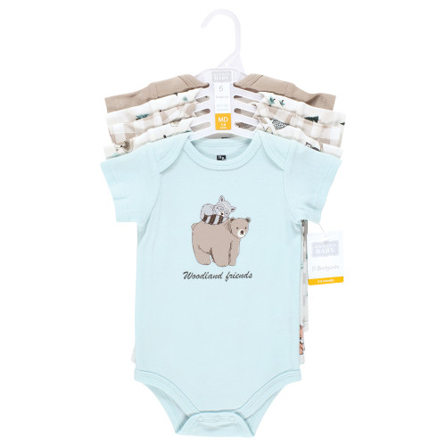 Hudson Baby Unisex Baby Cotton Bodysuits 5-Pack, Boy Woodland Pals