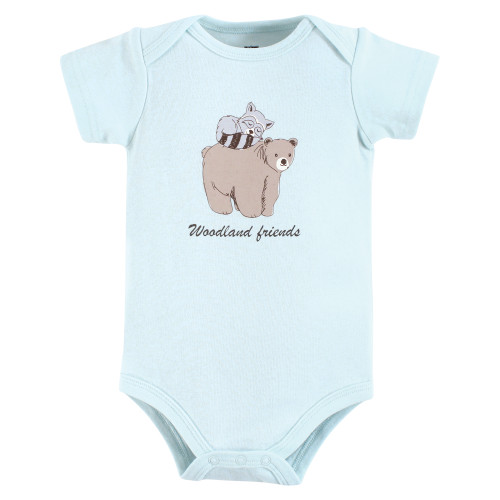 Hudson Baby Unisex Baby Cotton Bodysuits 5-Pack, Boy Woodland Pals