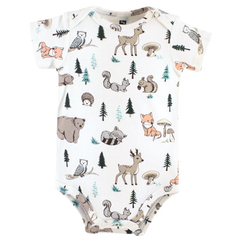 Hudson Baby Unisex Baby Cotton Bodysuits 5-Pack, Boy Woodland Pals