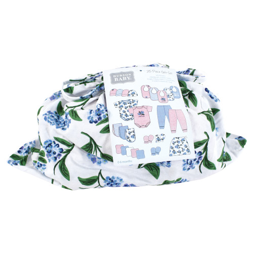 Hudson Baby Unisex Baby Layette Baby Starter Set 25pc, Hydrangea