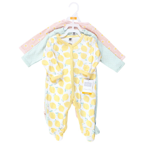 Hudson Baby Unisex Baby Cotton Sleep and Play 3-Pack, Lemon Daisy