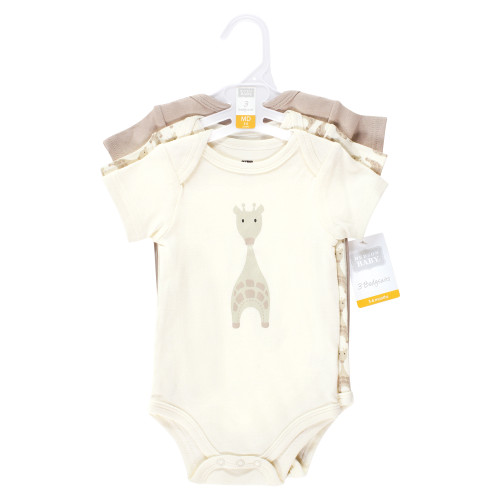 Hudson Baby Unisex Baby Cotton Bodysuits 3-Pack, Modern Giraffe