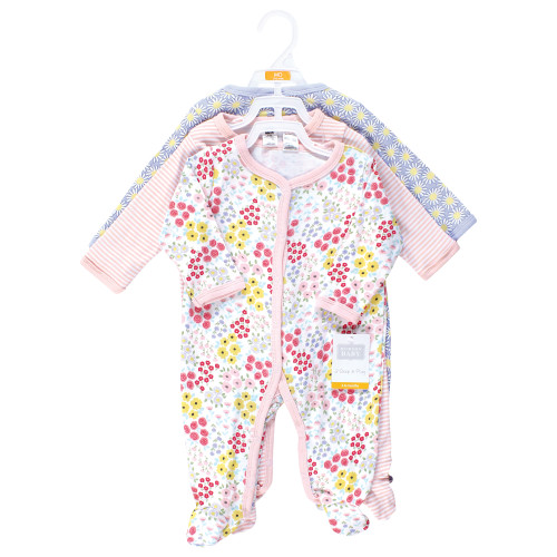 Hudson Baby Unisex Baby Cotton Sleep and Play 3-Pack, Flower Market