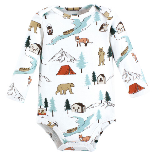 Hudson Baby Unisex Baby Cotton Long-Sleeve Bodysuits 3-Pack, Nature Lover