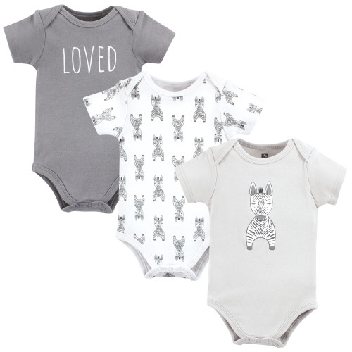 Hudson Baby Unisex Baby Cotton Bodysuits 3-Pack, Modern Zebra