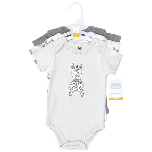 Hudson Baby Unisex Baby Cotton Bodysuits 3-Pack, Modern Zebra
