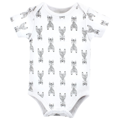 Hudson Baby Unisex Baby Cotton Bodysuits 3-Pack, Modern Zebra