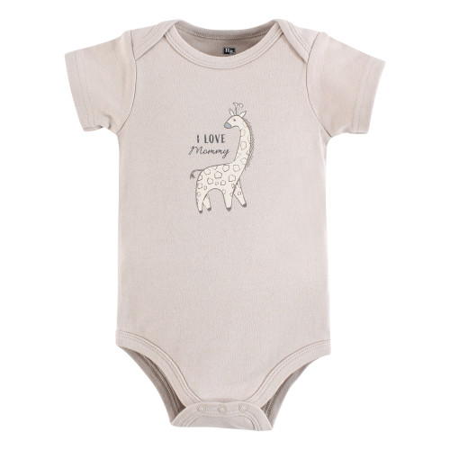 Hudson Baby Unisex Baby Cotton Bodysuits 3-Pack, Neutral Safari