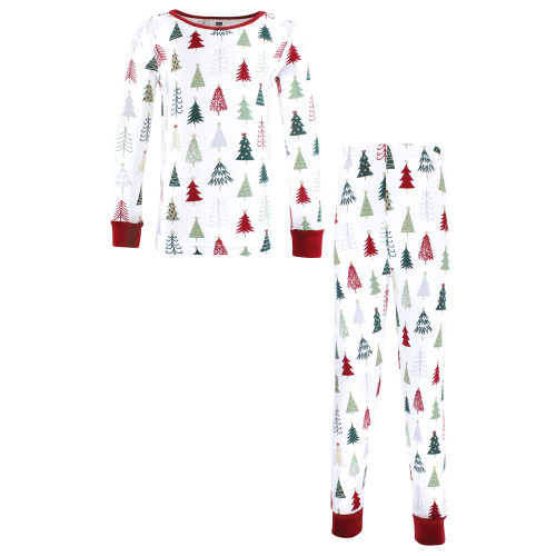 Hudson Baby Unisex Baby Cotton Pajama Set 2-Pack, Red Modern Christmas Tree