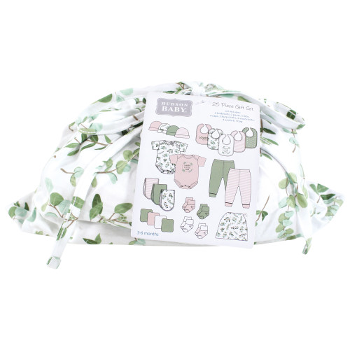 Hudson Baby Unisex Baby Layette Baby Starter Set 25pc, Pink Eucalyptus