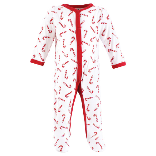 Hudson Baby Unisex Baby Cotton Sleep and Play 2-Pack, Candy Cane Snowflake