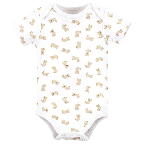 Hudson Baby Unisex Baby Cotton Bodysuits 3-Pack, Cute Bear