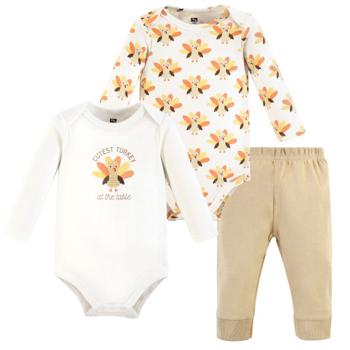 Hudson Baby Unisex Baby Cotton Bodysuit and Pant Set, Cutest Turkey