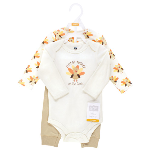 Hudson Baby Unisex Baby Cotton Bodysuit and Pant Set, Cutest Turkey