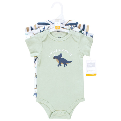 Hudson Baby Unisex Baby Cotton Bodysuits 3-Pack, Dino Friends