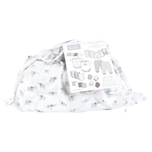 Hudson Baby Unisex Baby Layette Baby Starter Set 25pc, Happy Little Elephant
