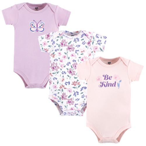 Hudson Baby Unisex Baby Cotton Bodysuits 3-Pack, Modern Floral