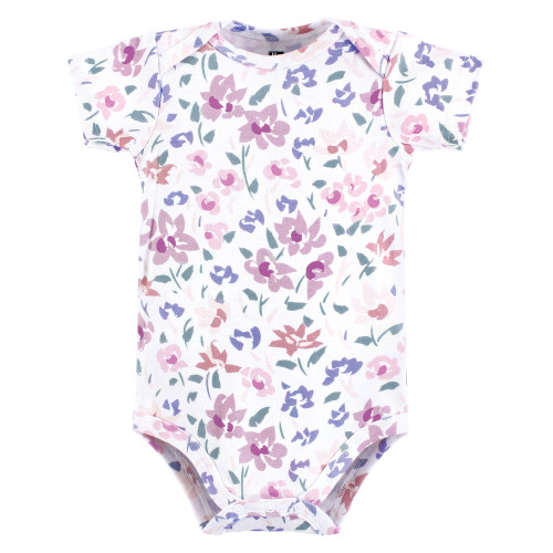 Hudson Baby Unisex Baby Cotton Bodysuits 3-Pack, Modern Floral