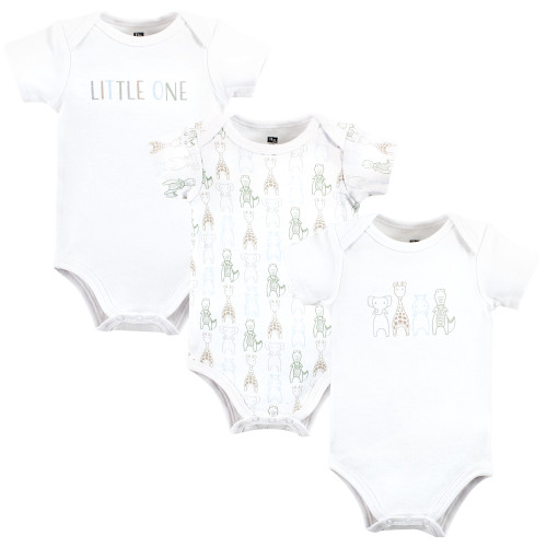 Hudson Baby Unisex Baby Cotton Bodysuits 3-Pack, Safari Friends