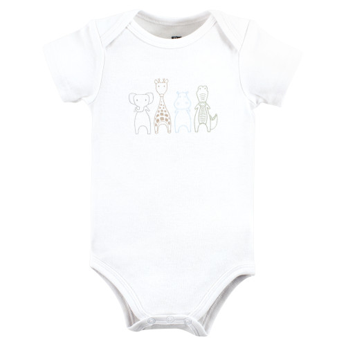 Hudson Baby Unisex Baby Cotton Bodysuits 3-Pack, Safari Friends