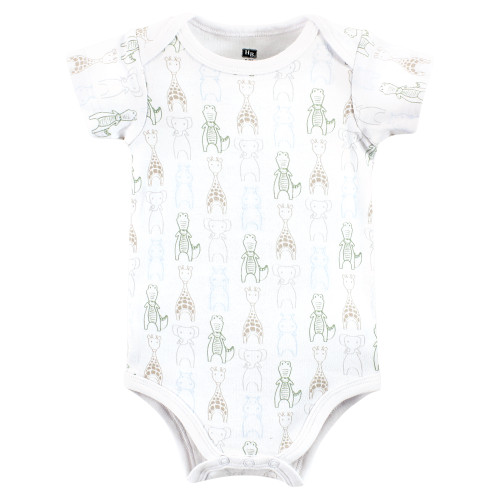 Hudson Baby Unisex Baby Cotton Bodysuits 3-Pack, Safari Friends