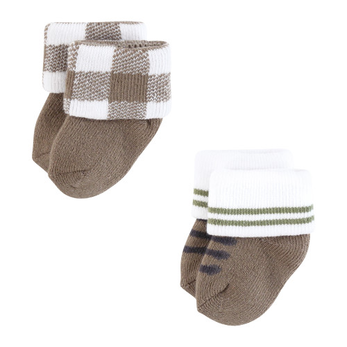 Hudson Baby Unisex Baby Cotton Rich Newborn and Terry Socks 8-Pack, Forest Bear