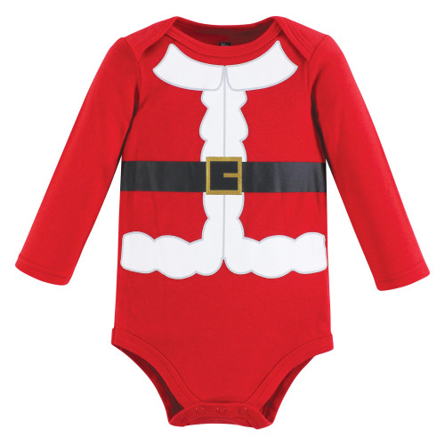Hudson Baby Unisex Baby Cotton Long-Sleeve Bodysuits 3-Pack, Santa And Friends