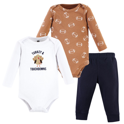 Hudson Baby Unisex Baby Cotton Bodysuit and Pant Set, Football Turkey
