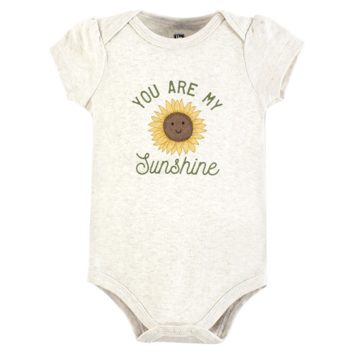Hudson Baby Unisex Baby Cotton Bodysuits 3-Pack, Sunshine Sunflower