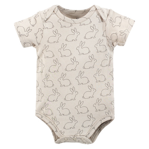 Hudson Baby Unisex Baby Cotton Bodysuits 3-Pack, Honey Bunny