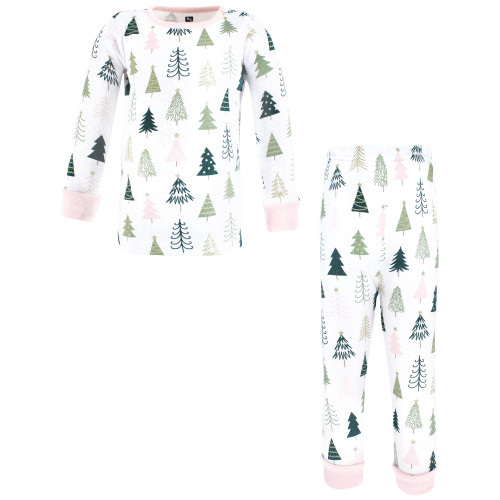 Hudson Baby Unisex Baby Cotton Pajama Set 2-Pack, Pink Modern Christmas Tree