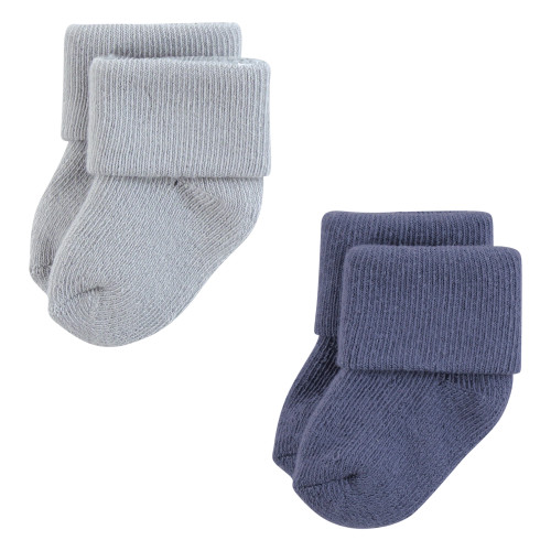 Hudson Baby Unisex Baby Cotton Rich Newborn and Terry Socks 12-Pack, Solid Blue Red