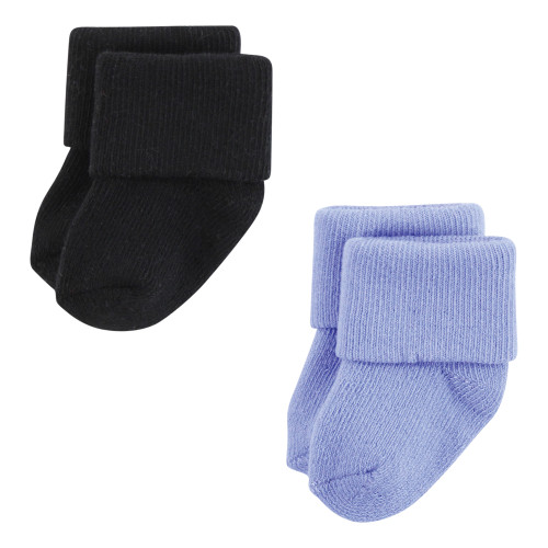 Hudson Baby Unisex Baby Cotton Rich Newborn and Terry Socks 12-Pack, Solid Blue Red