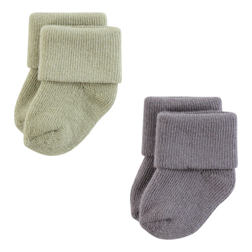 Hudson Baby Unisex Baby Cotton Rich Newborn and Terry Socks 12-Pack, Solid Blue Red