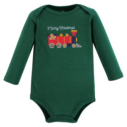 Hudson Baby Unisex Baby Cotton Bodysuit and Pant Set, Christmas Train