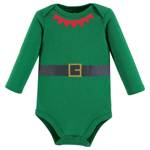 Hudson Baby Unisex Baby Cotton Long-Sleeve Bodysuits 3-Pack, Elf