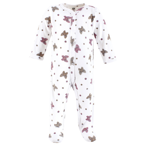 Hudson Baby Unisex Baby Cotton Sleep and Play 3-Pack, Rose Butterfly