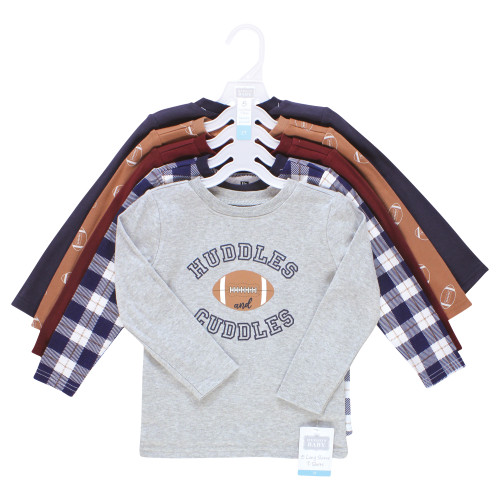 Hudson Baby Unisex Baby Long Sleeve T-Shirts 5-Pack, Football Huddles