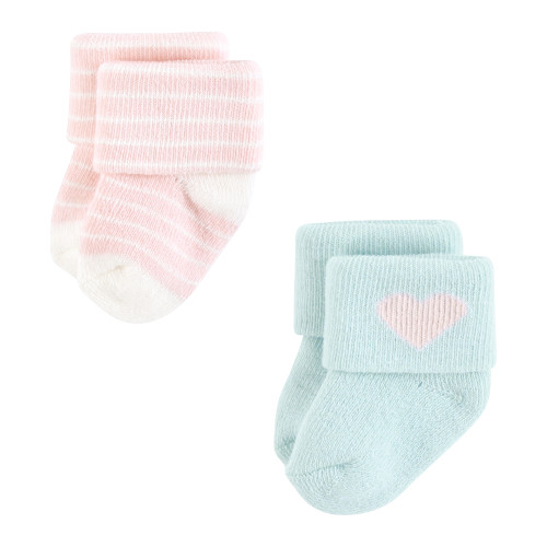 Hudson Baby Unisex Baby Cotton Rich Newborn and Terry Socks 8-Pack, Rainbow Heart