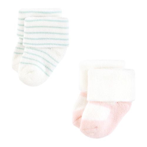 Hudson Baby Unisex Baby Cotton Rich Newborn and Terry Socks 8-Pack, Rainbow Heart