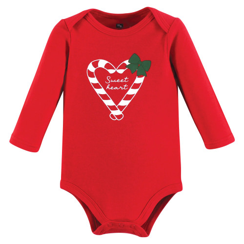 Hudson Baby Unisex Baby Cotton Bodysuit and Pant Set, Candy Cane Sweetheart