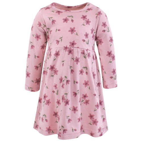 Hudson Baby Girls Cotton Dresses 2-Pack, Plum Wildflower