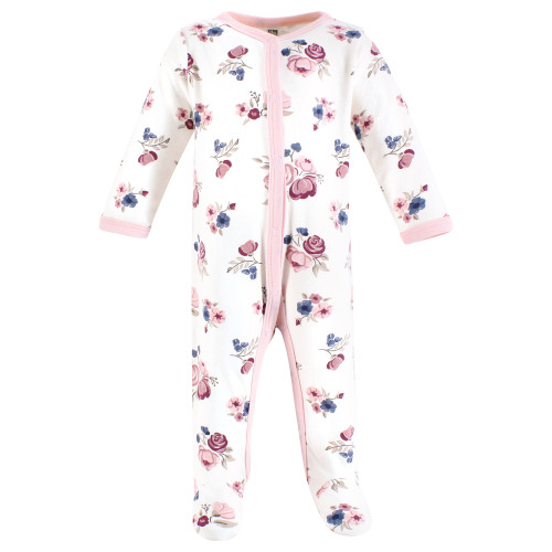 Hudson Baby Unisex Baby Cotton Sleep and Play 3-Pack, Dusty Rose Floral
