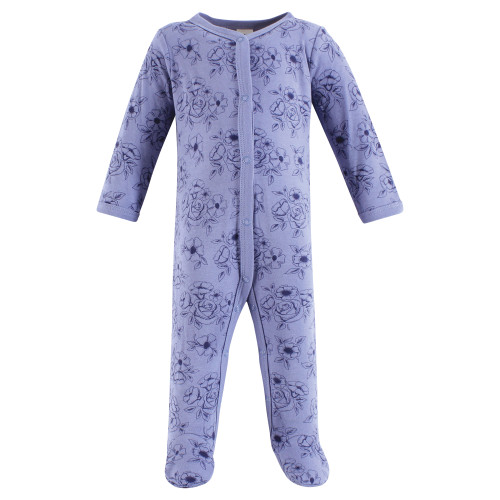 Hudson Baby Unisex Baby Cotton Sleep and Play 3-Pack, Dusty Rose Floral